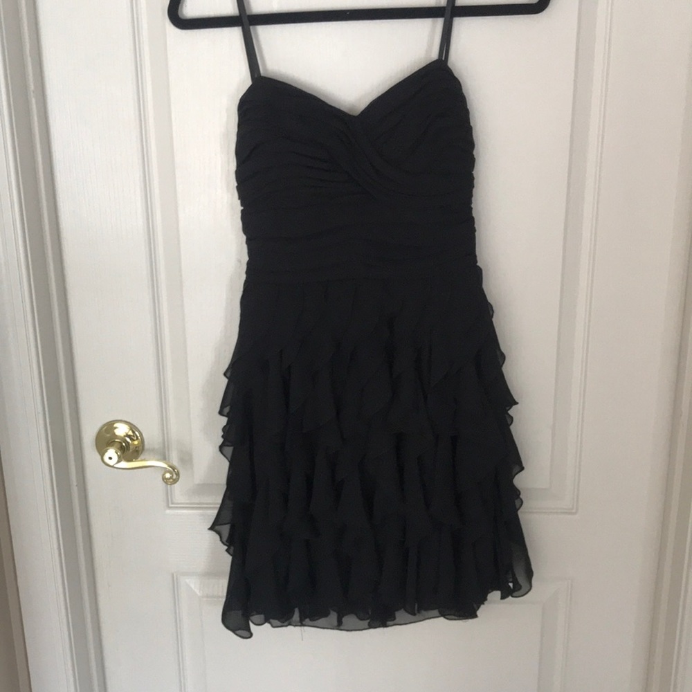 Windsor Black Spaghetti Strap Ruffled Dress